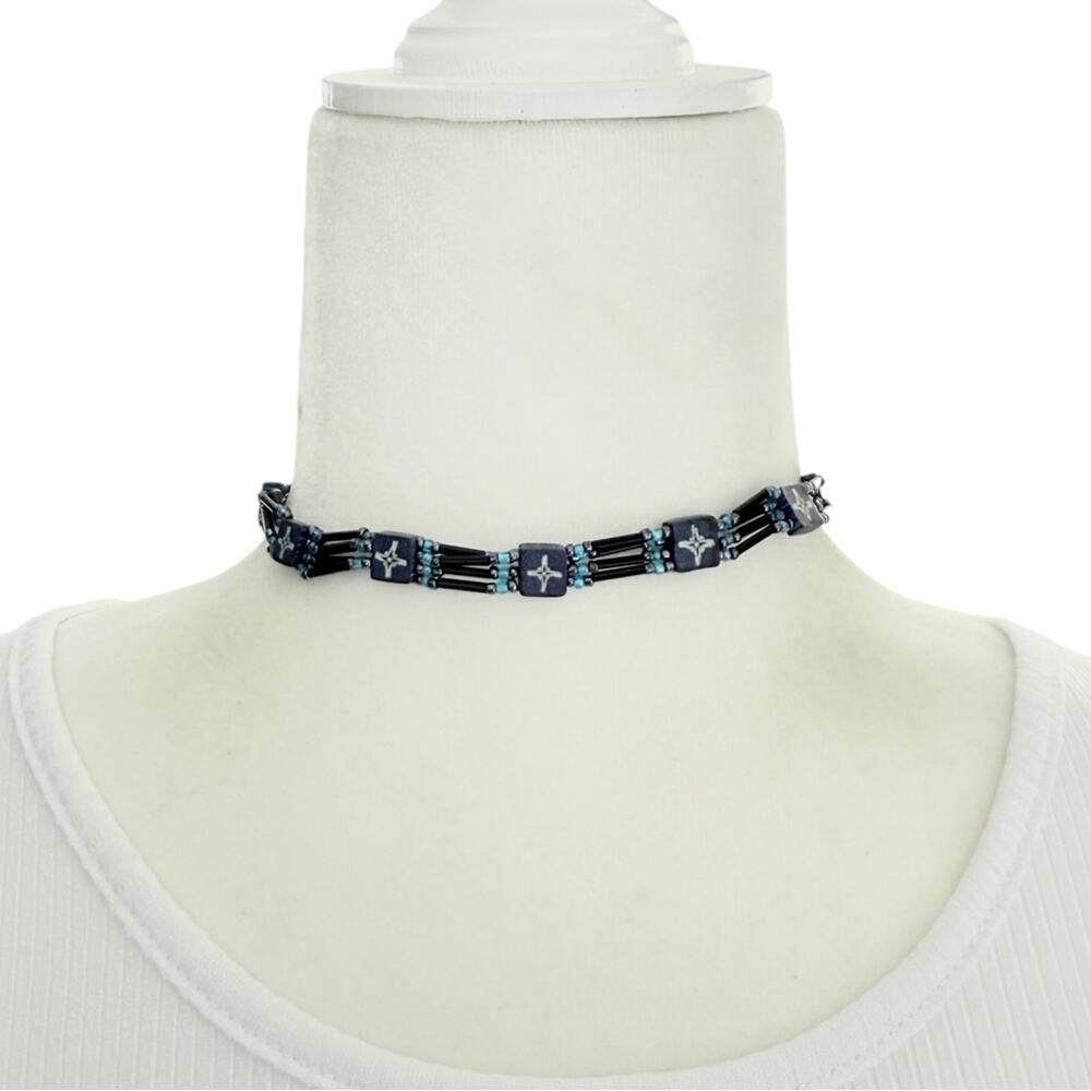 1990s Panama Jack Beaded Choker Necklace Unisex Surfer Beach 15”